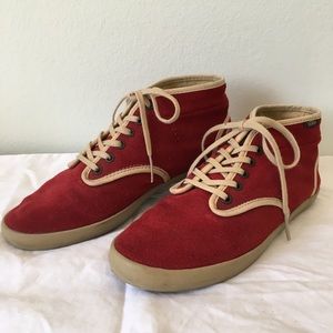 Rare red suede lace up vans